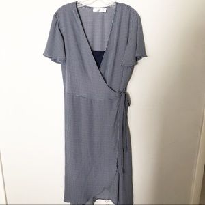 Women’s Time and Tru Blue Checkered Wrap Dress